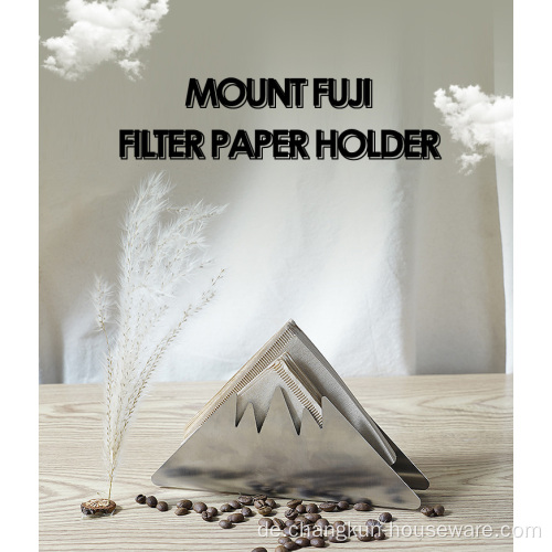 Kaffeefilterpapierhalter aus Edelstahl in Bergform
